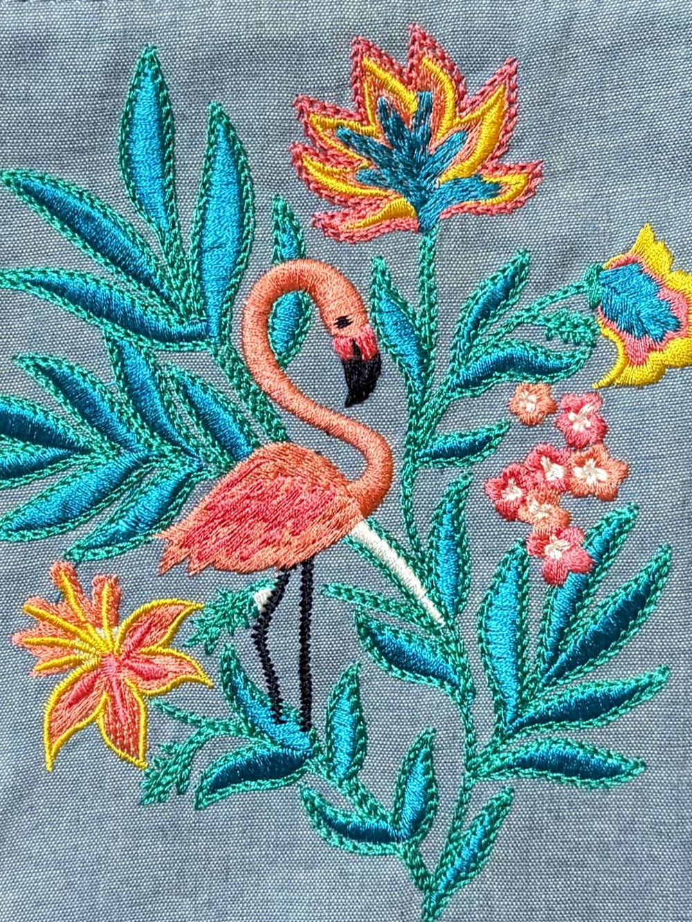 🦩🩵 TALBOTS Colorful Embroidered Flamingo Wristlet. NWT - Picture 2 of 11